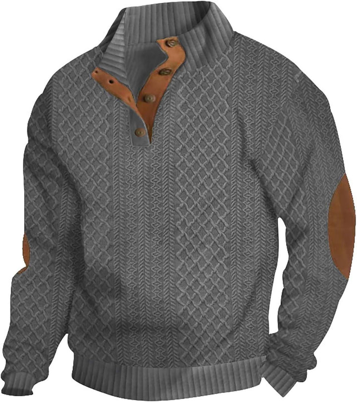Men’s Textured Knit Quarter Button Jump