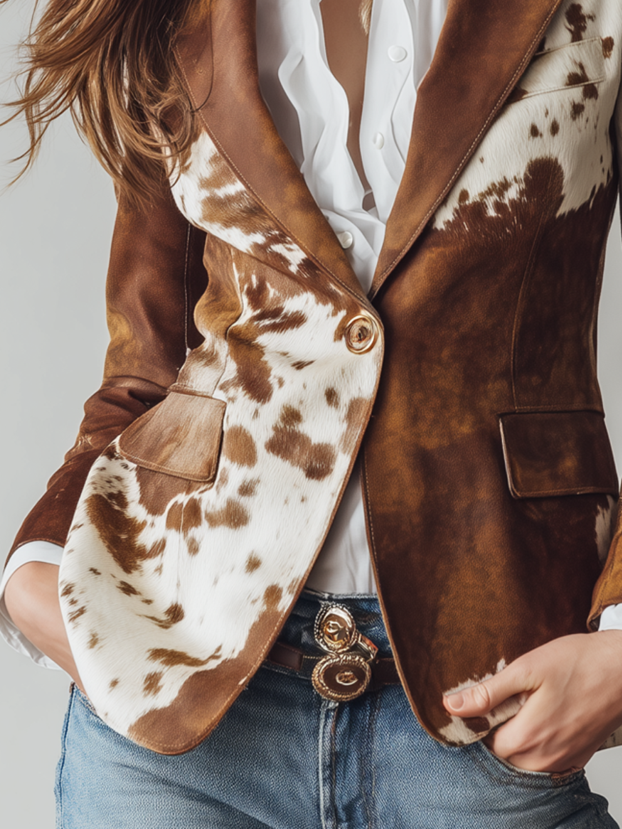 Eco suede blazer full length view