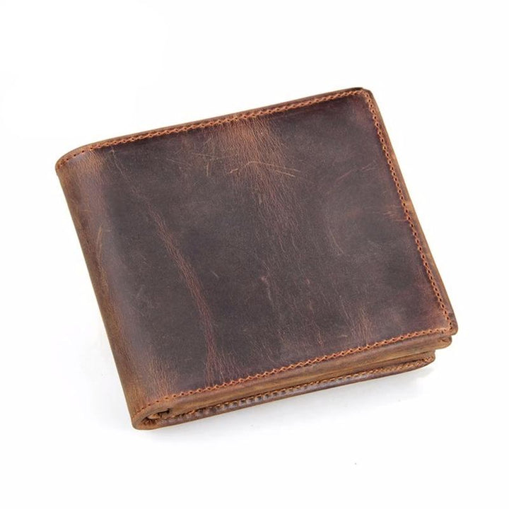 Retro Leather Wallet Brown Mens Closed View | The Ashwell