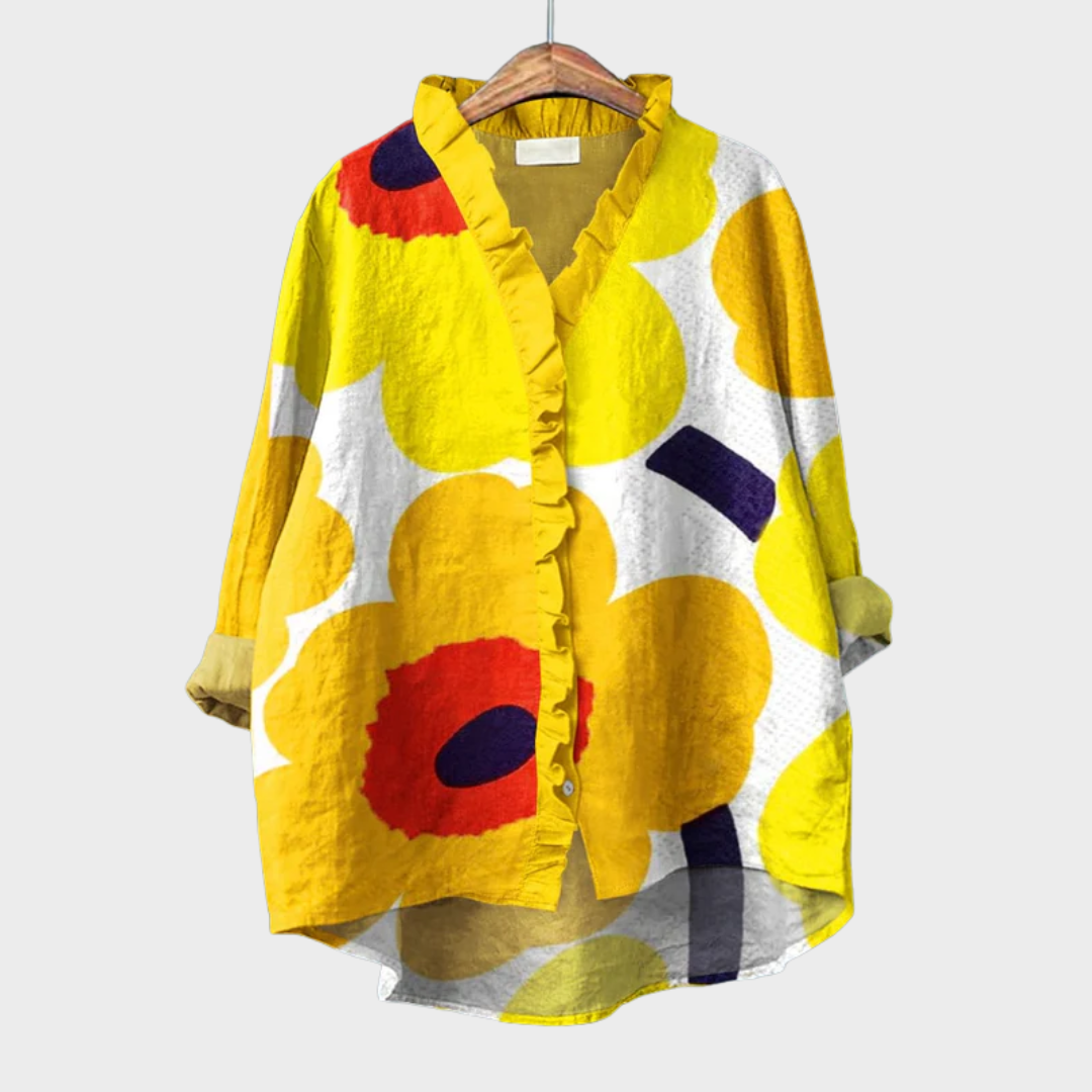 Helena Colourful Summer Blouse — front view