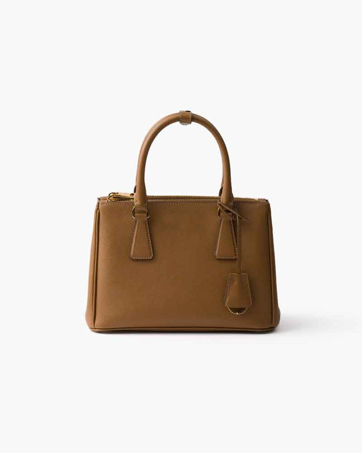 Black Double Zip Shoulder Handbag with Gold Hardware & Strap