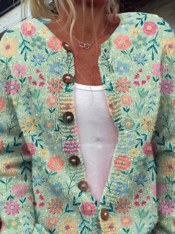 Summer Field Floral Cardigan — front view