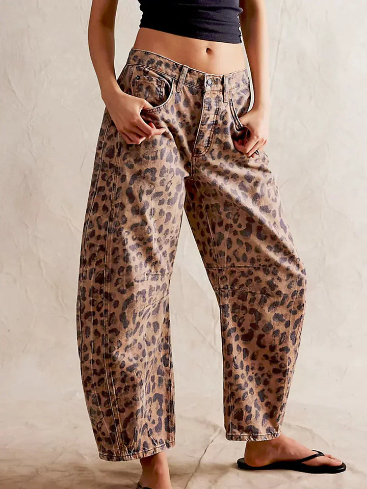 Edith Leopard Print Pants — front view