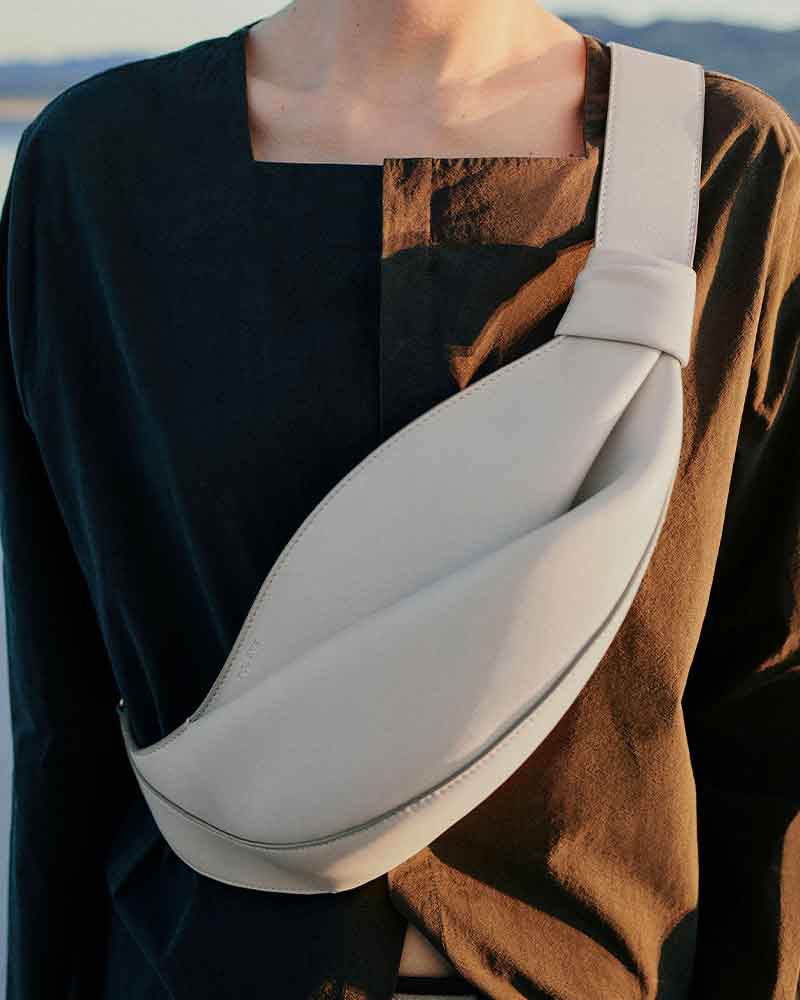 Nappa Leather Folded Crescent Crossbody Belt Bag
