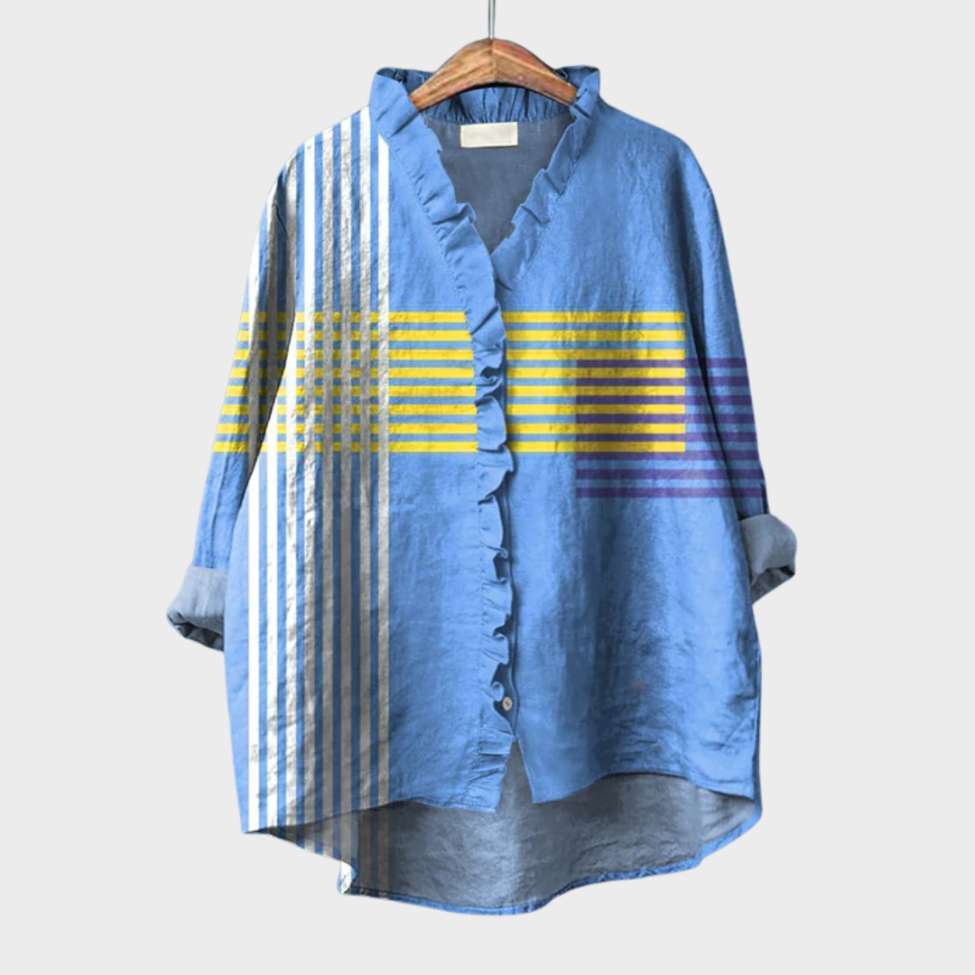 Tina Colourful Summer Blouse — front view