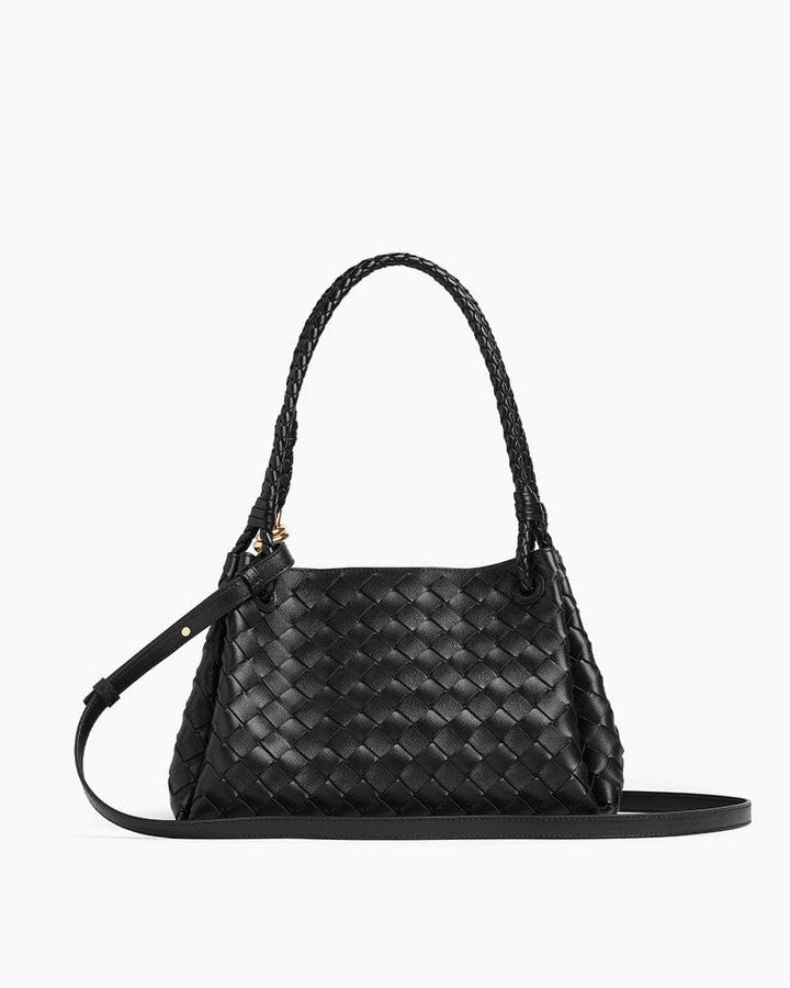 Medium Intrecciato Leather Shoulder Bag with Metal Knot Detail