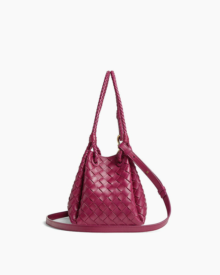 Medium Intrecciato Leather Shoulder Bag with Metal Knot Detail