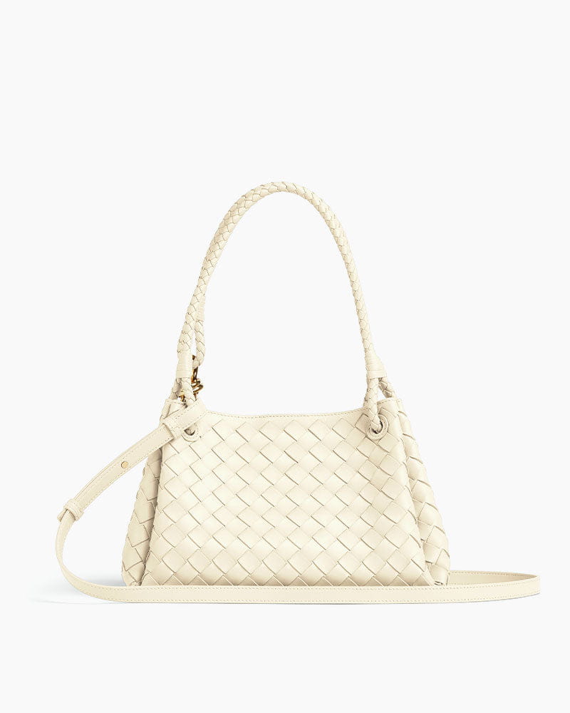 Medium Intrecciato Leather Shoulder Bag with Metal Knot Detail
