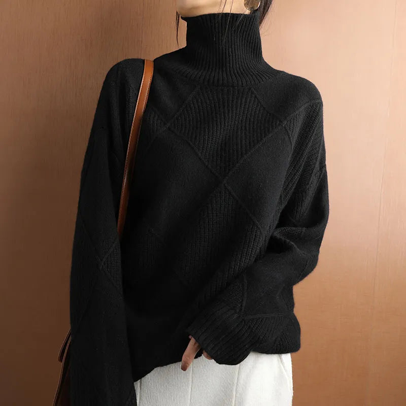Zoe Comfortable Soft Turtleneck Sweater — detail view