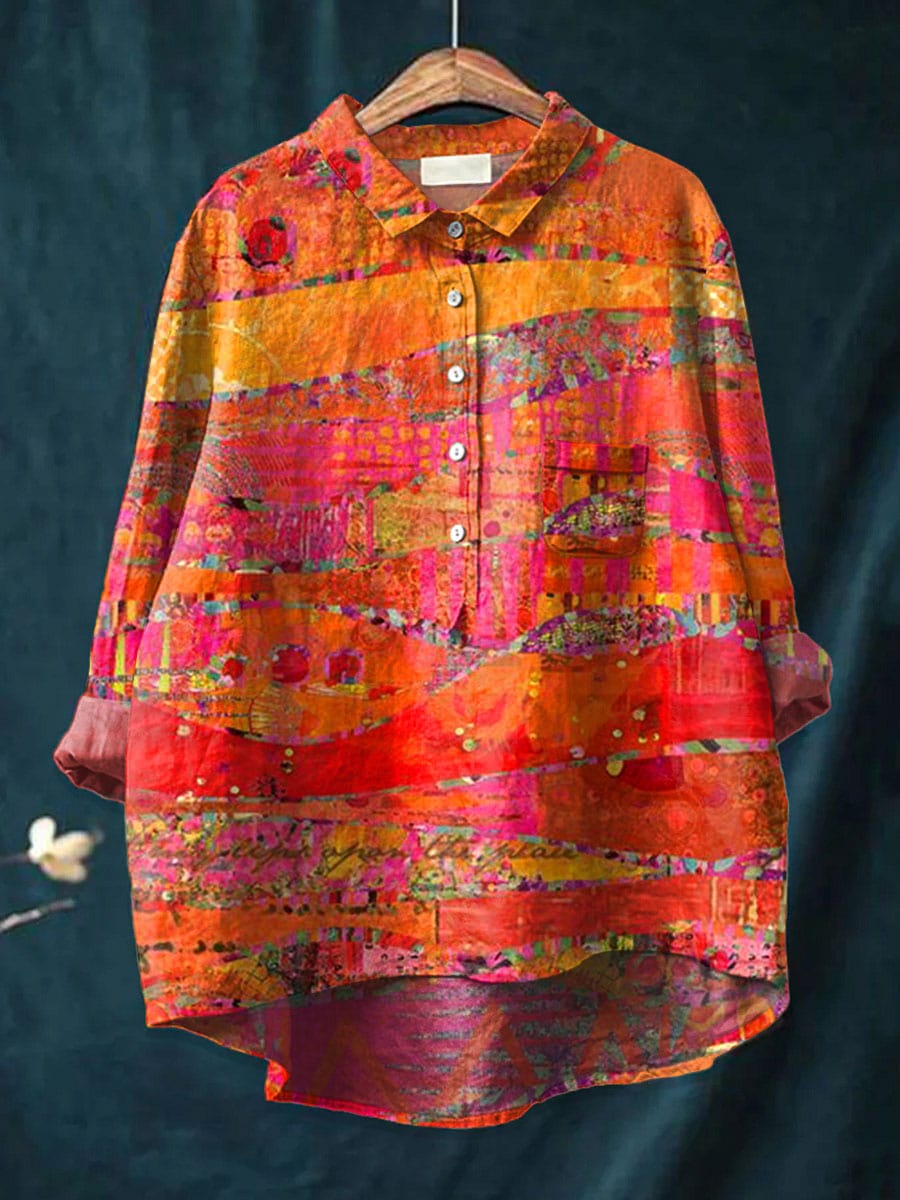 Catherine Art Print Blouse — front view