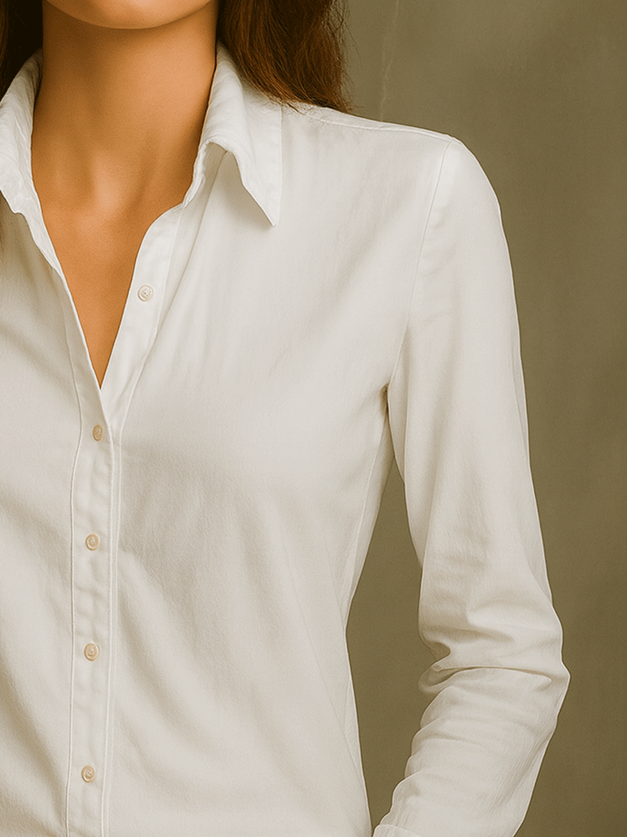 Heritage linen button shirt side view
