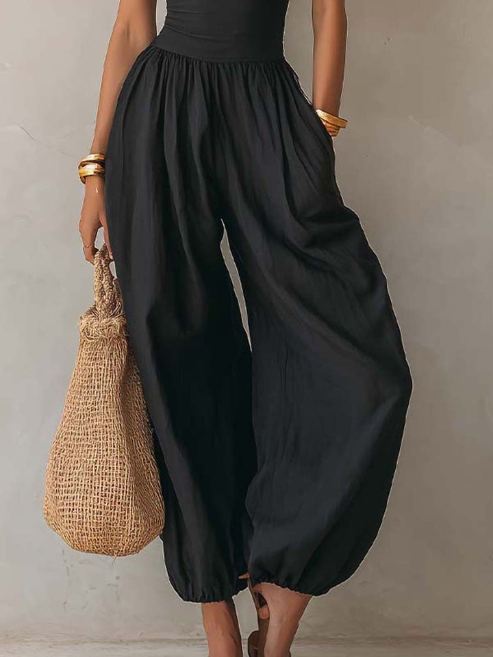 Boho halter balloon-leg jumpsuit styled look