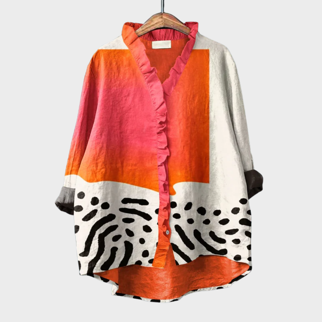 Melinda Colourful Summer Blouse — front view