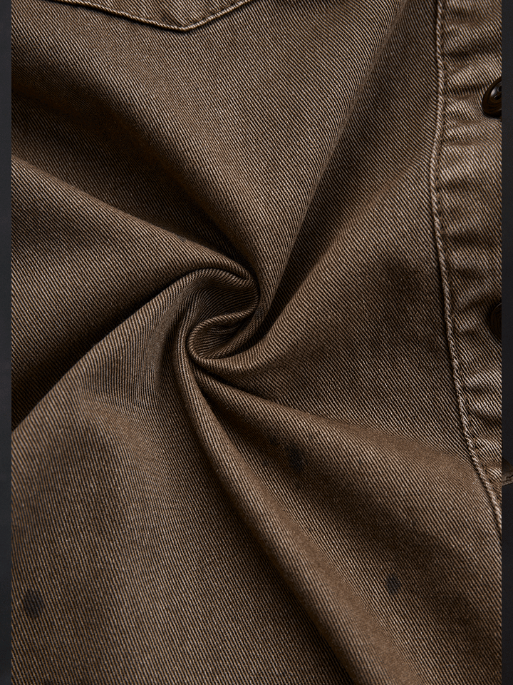 Vintage taupe western shirt detail view