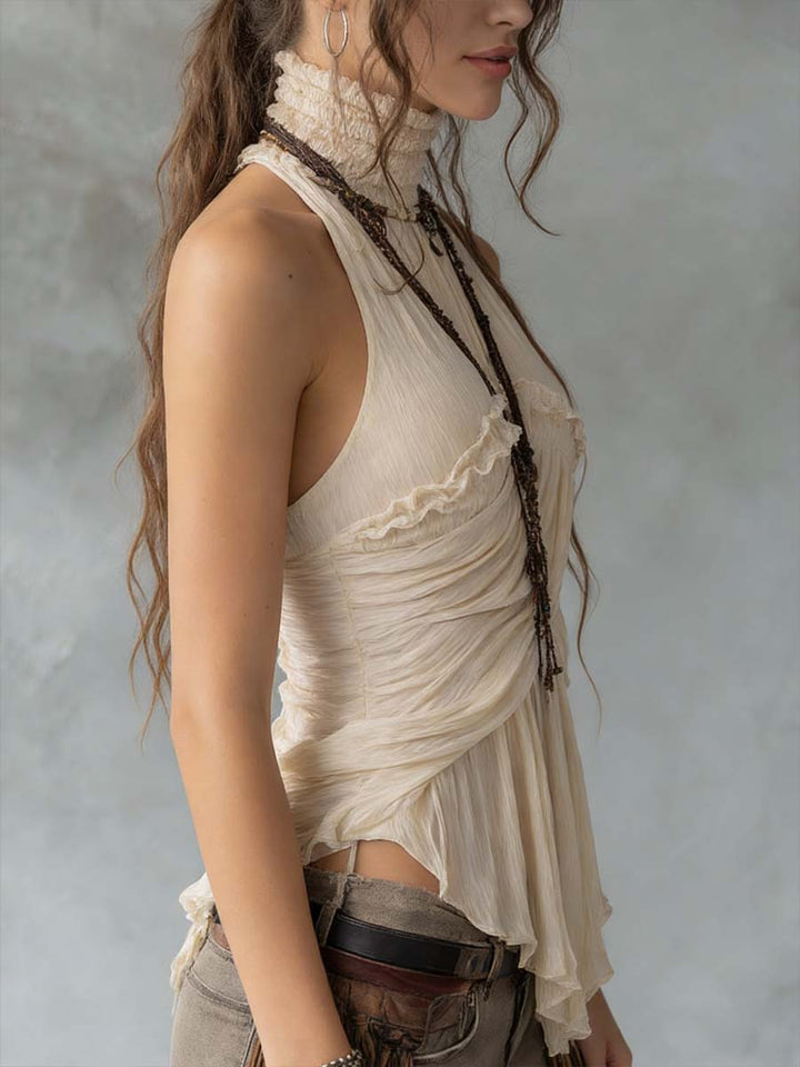 Boho chiffon halter top side view