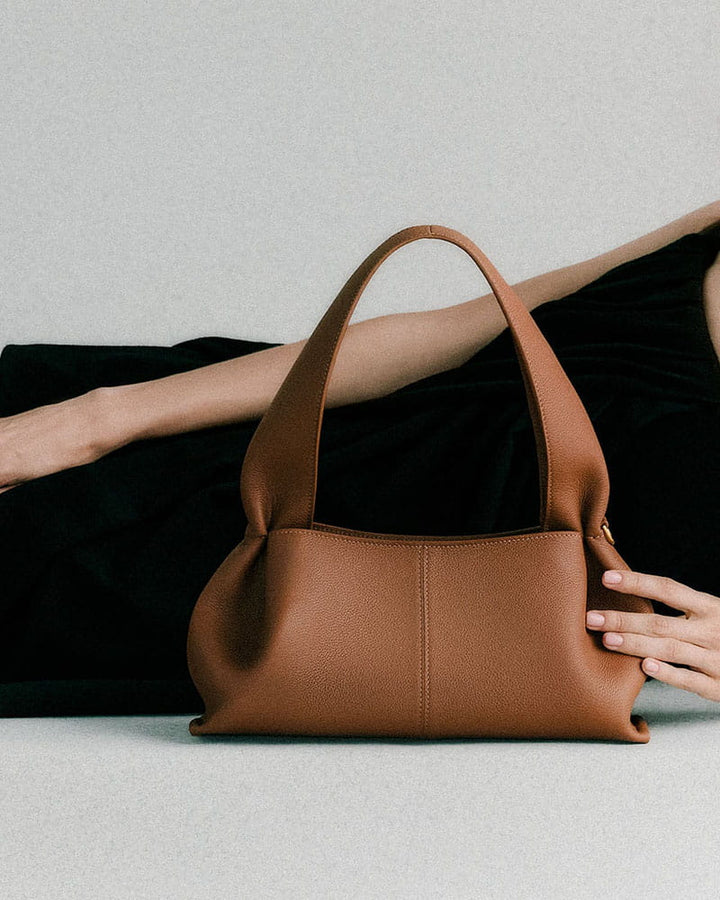 Modern Structured Calf Leather Hobo Bag