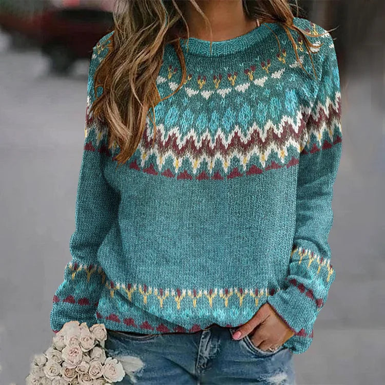 Peyton Comfortable Retro Wave Pattern Sweatshirt — front view