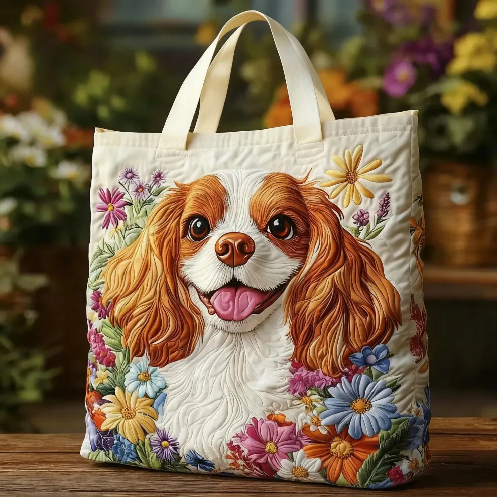 Blossom Pup Handmade Bag — front view