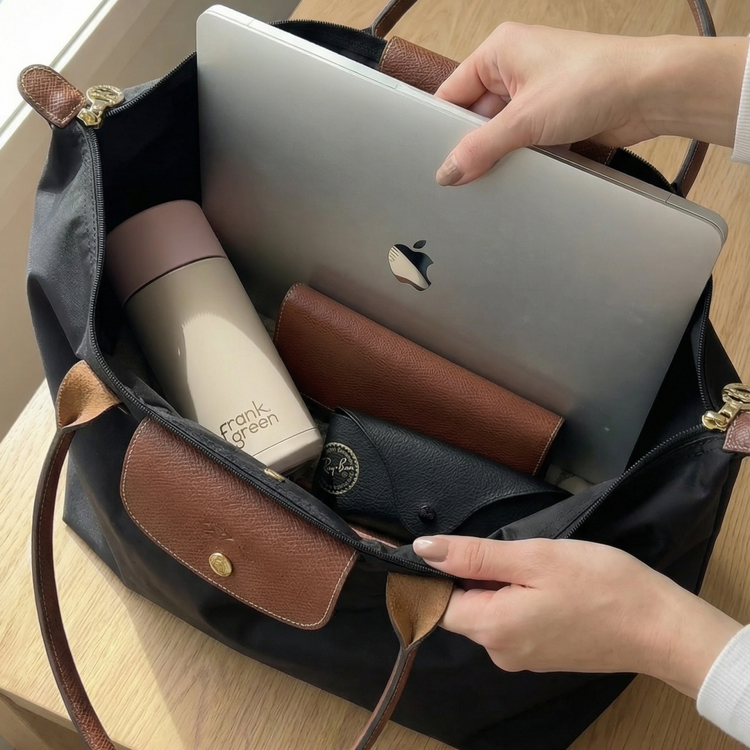 Longchamp Le Pliage Large Tote Bag Black foldable nylon bag
