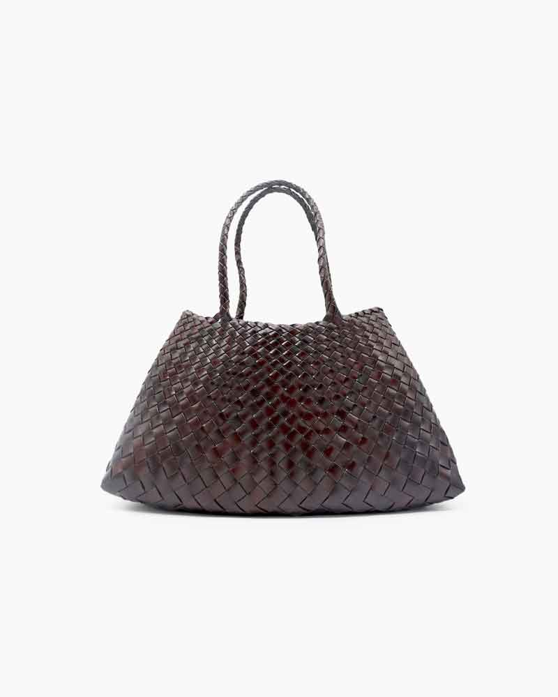 Everyday City Escape Dark Brown Woven Leather Tote