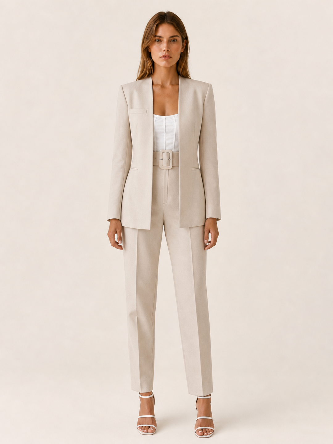 Marcelline | Blazer Trouser Suit Set with Belted Waist