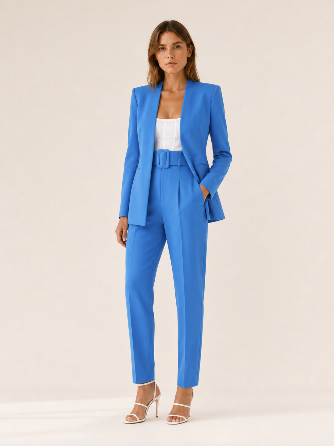 Marcelline | Blazer Trouser Suit Set with Belted Waist