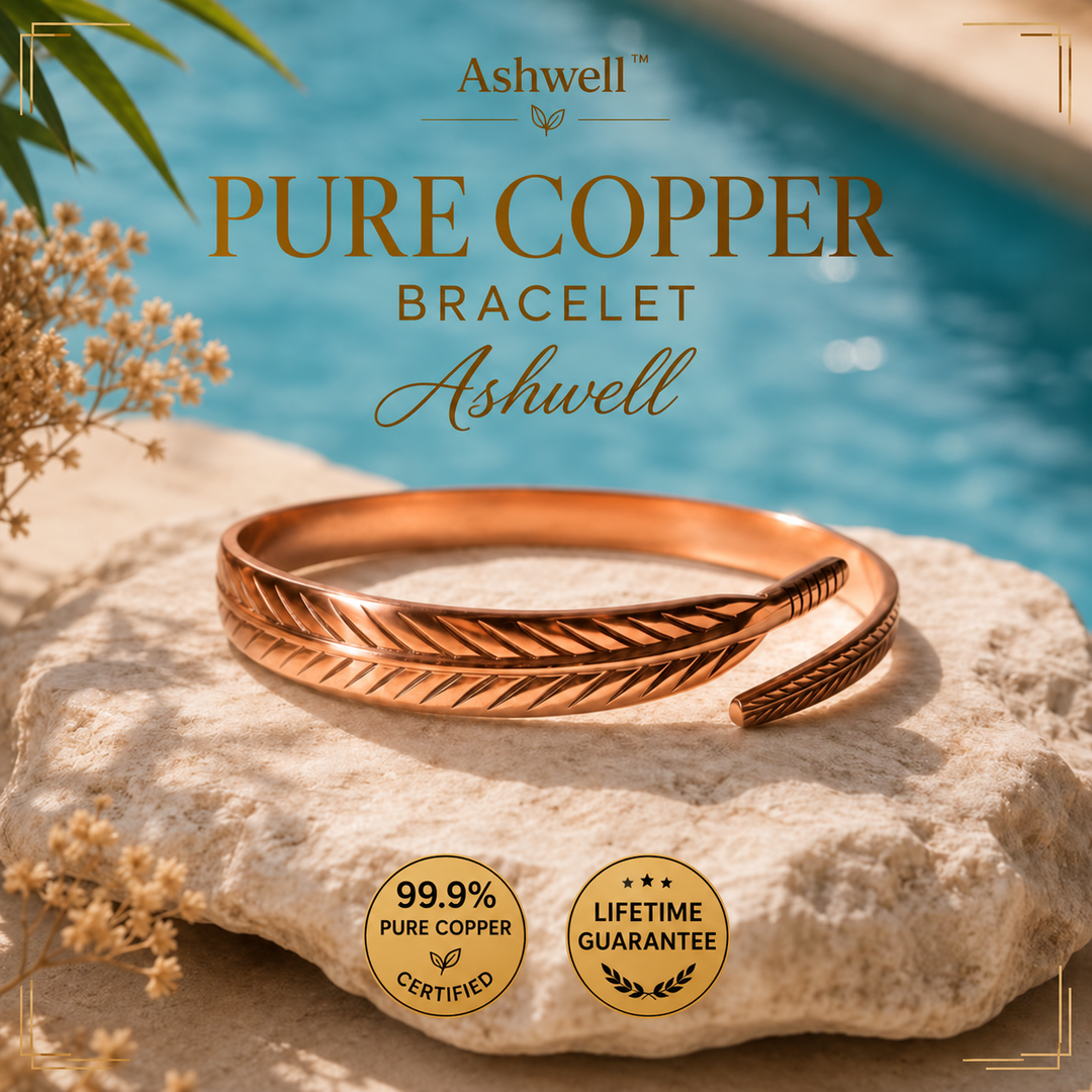 Pure copper Tree of Life bracelet with leaf-inspired engraved design