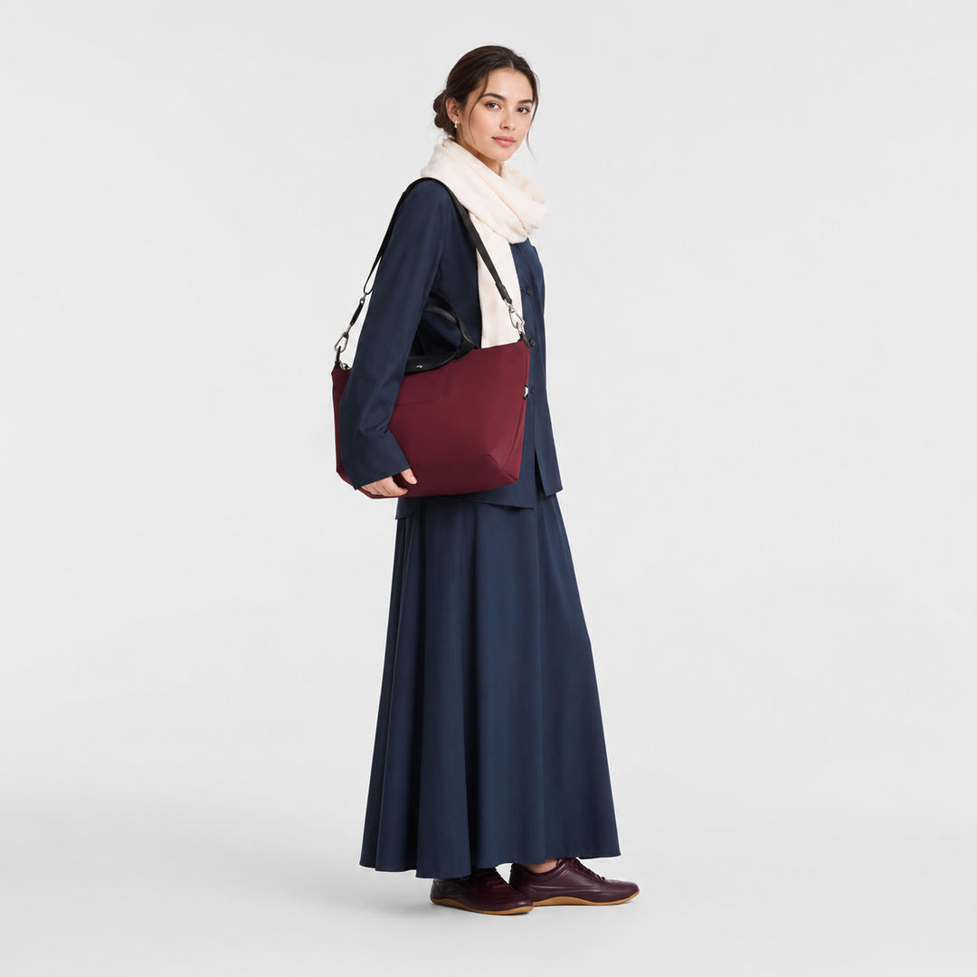 Longchamp Le Pliage Energy L Top Handle Crossbody Bag Burgundy Wine Red lifestyle