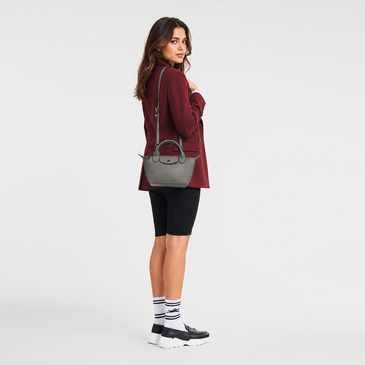 Longchamp Le Pliage Xtra XS Leather Top Handle Bag Turtledove Lifestyle