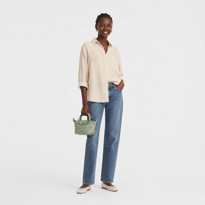 Longchamp Le Pliage Xtra XS Leather Top Handle Bag Tundra Sage Green Lifestyle