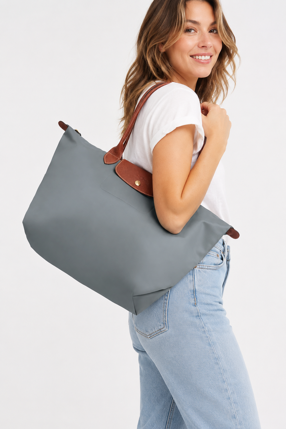 Longchamp Le Pliage Large Tote Bag Steel lifestyle