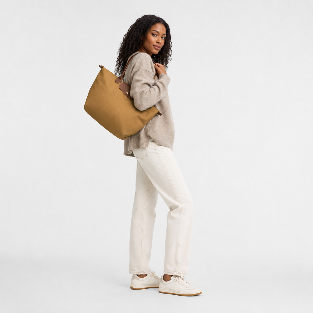 Longchamp Le Pliage Large Tote Bag Fawn Camel Lifestyle