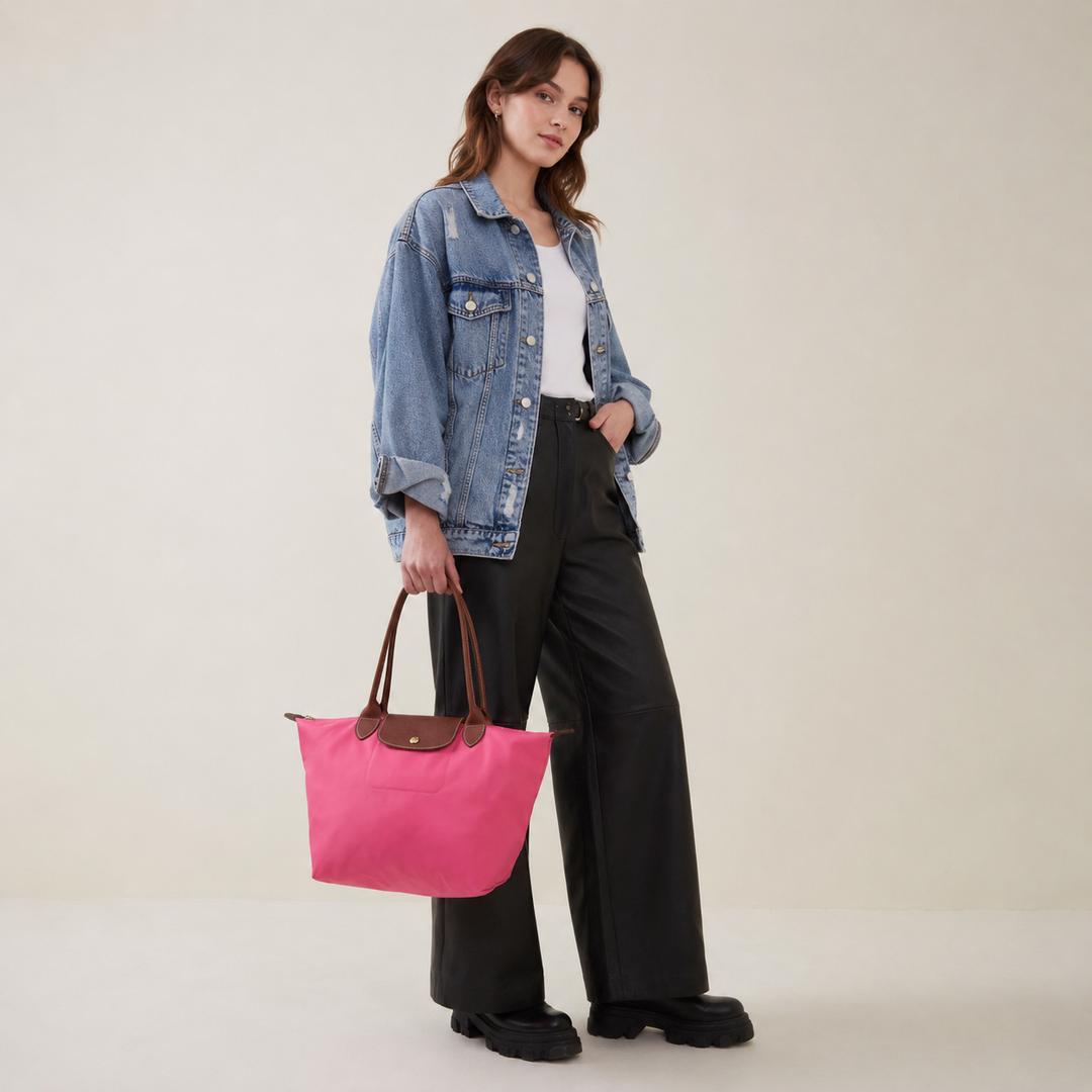 Longchamp Le Pliage Large Tote Bag Pink Hot Pink Lifestyle