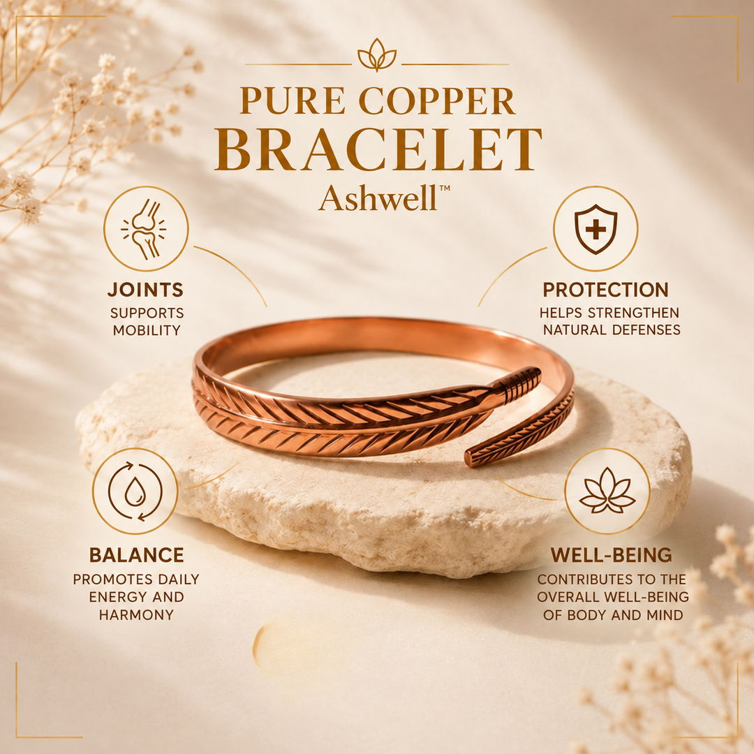 Close-up of the Tree of Life engraving on a pure copper bracelet