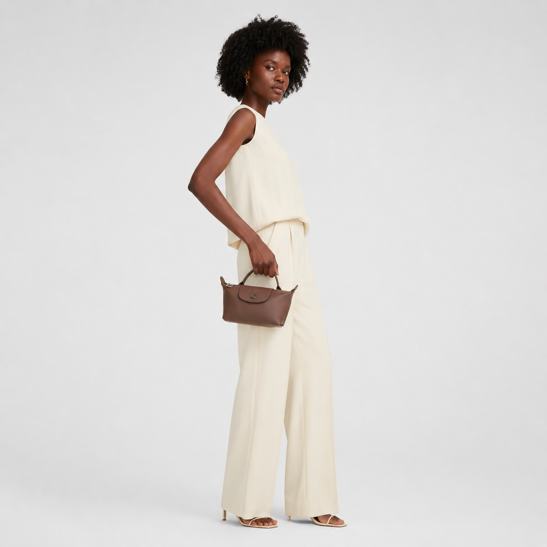 Longchamp Mini Leather Bag Mokka — lifestyle shot