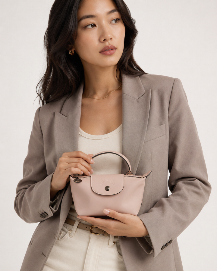 Longchamp Mini Leather Bag Pink — lifestyle shot