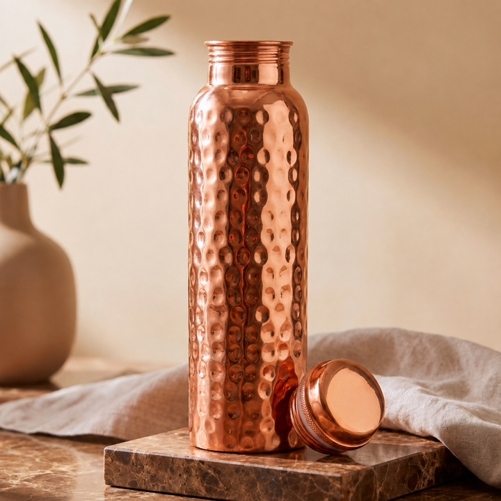 Hammered Pure Copper Water Bottle — 34 oz