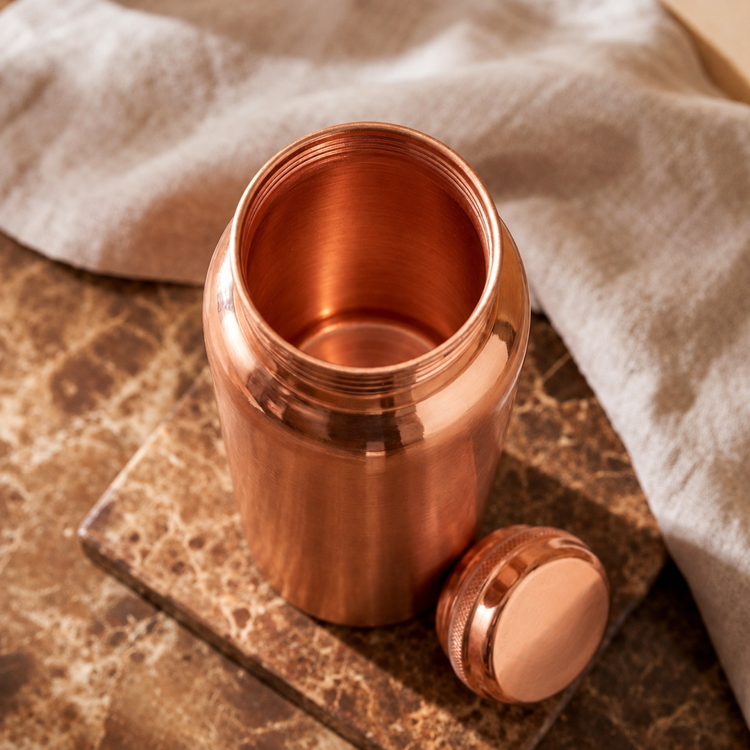 Elegant Pure Copper Water Bottle - 34 oz