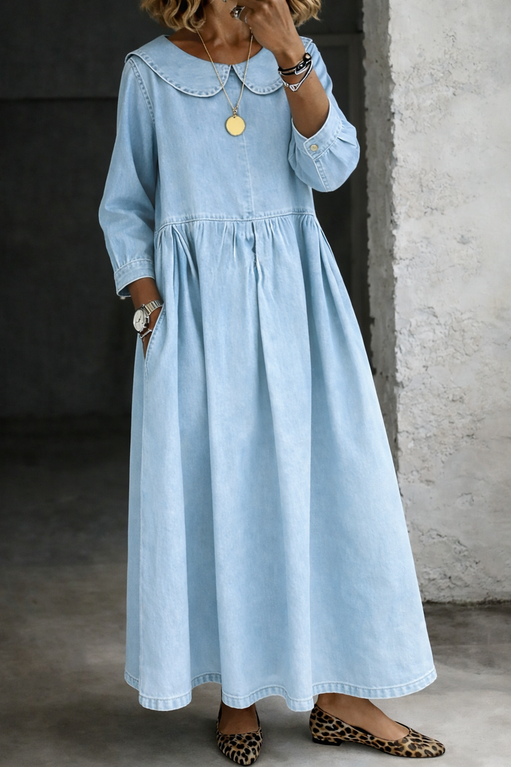Clara Denim Dress — close-up view