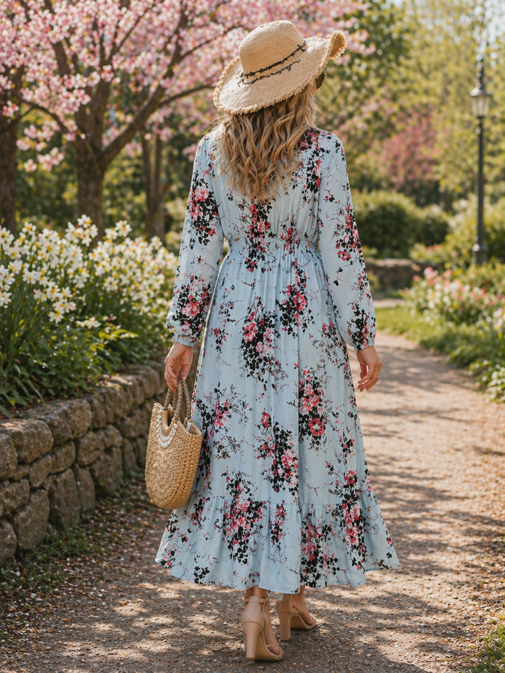 Aminta Floral Dress — lifestyle shot