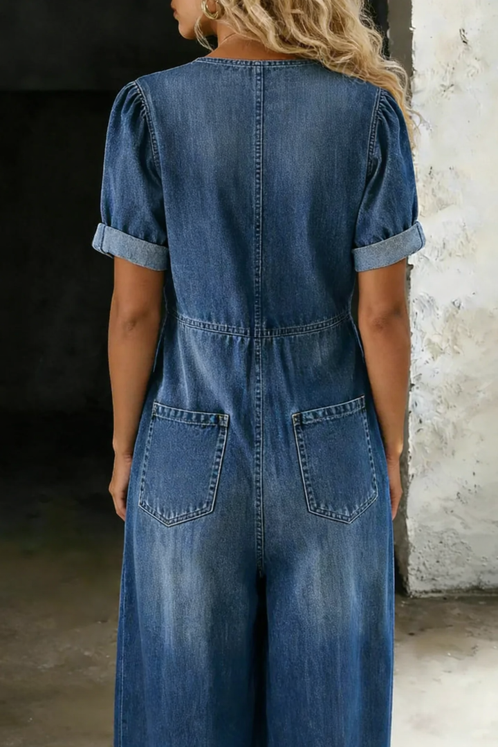 Maya Denim Jumpsuit — side view