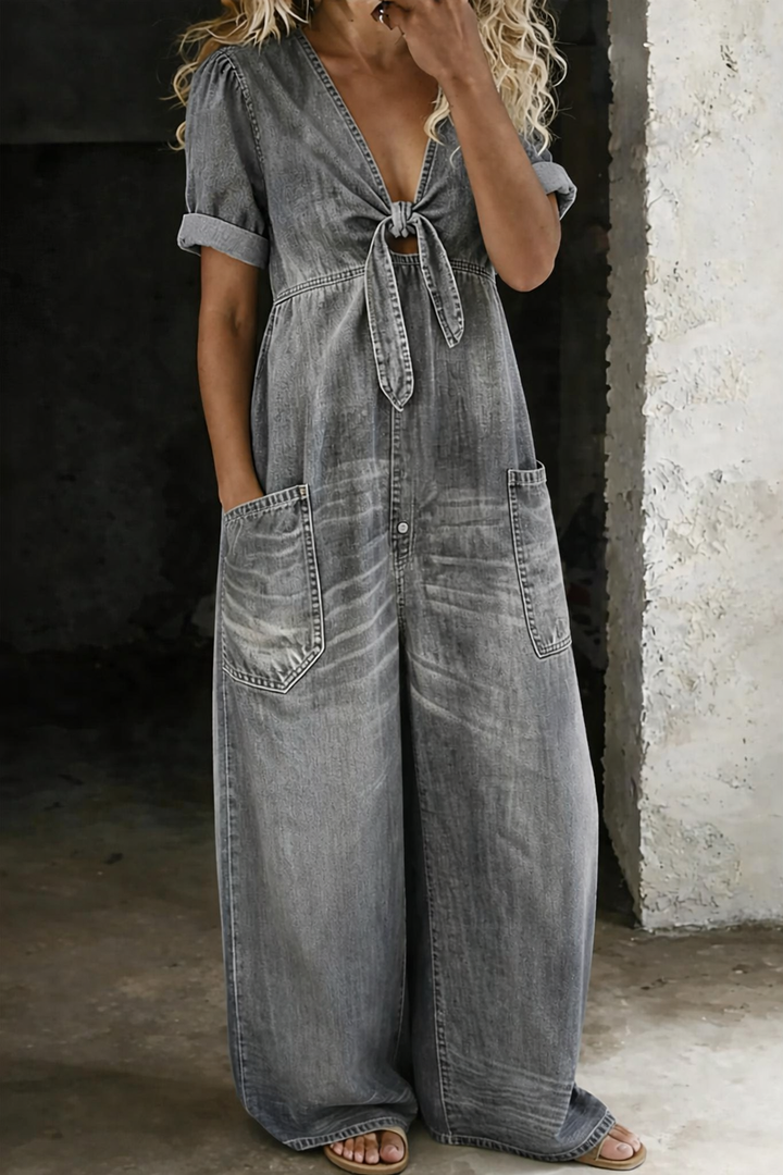 Maya Denim Jumpsuit — detail view