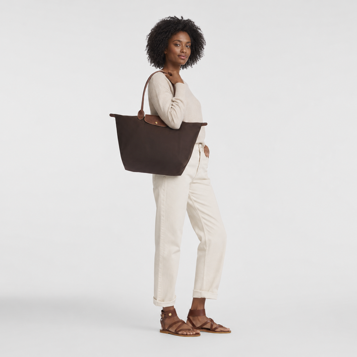 Longchamp Le Pliage Large Tote Bag Ebony Dark Brown Lifestyle