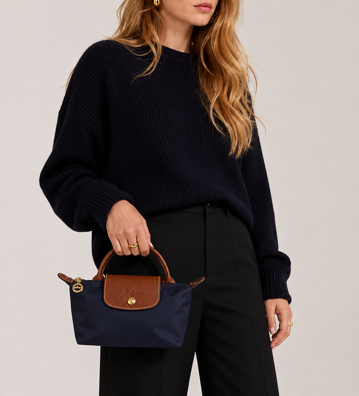 Longchamp Le Pliage XS Handbag Navy Blue Lifestyle Styled
