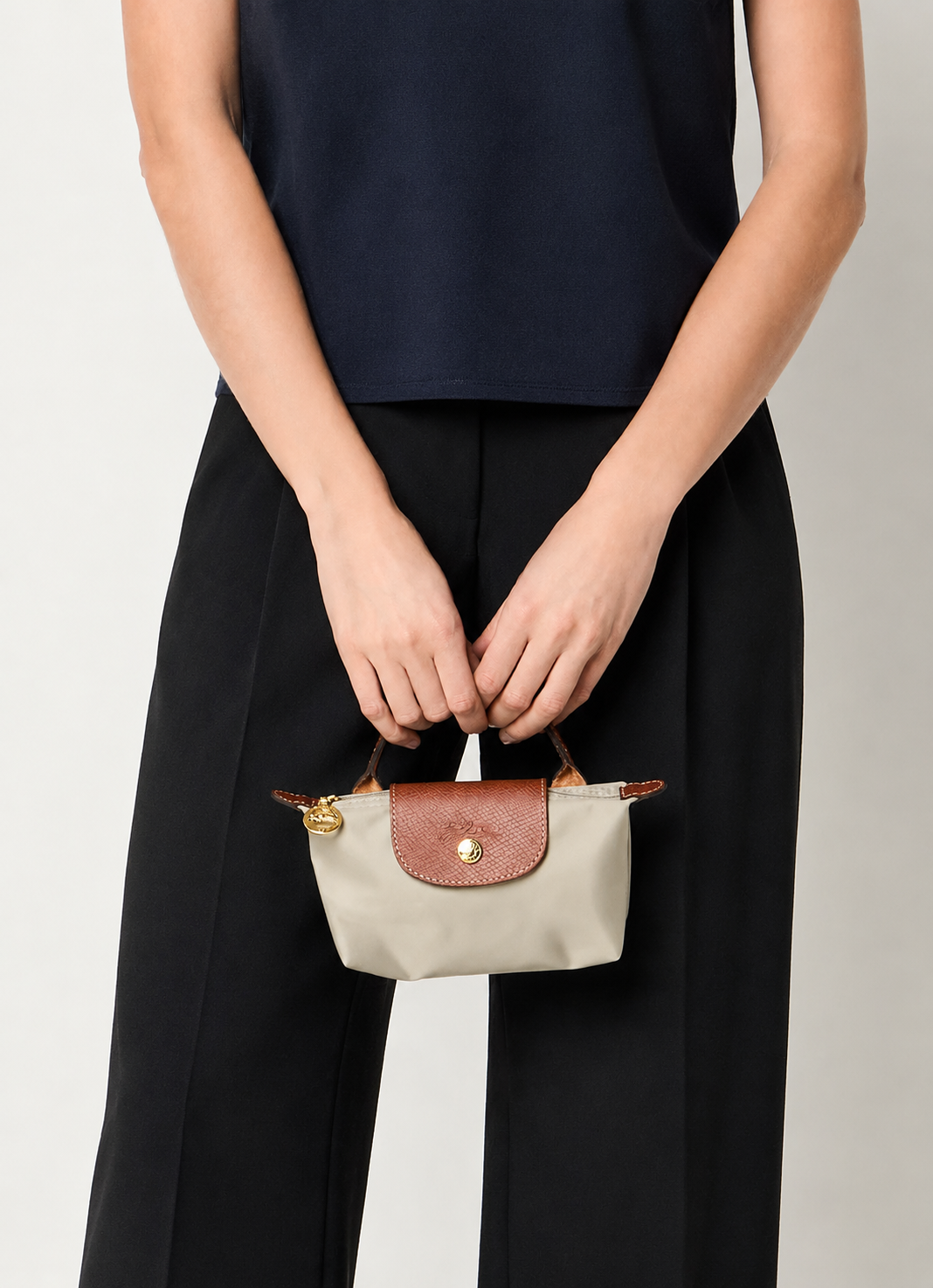 Longchamp Le Pliage XS Handbag Gray Lifestyle Styled