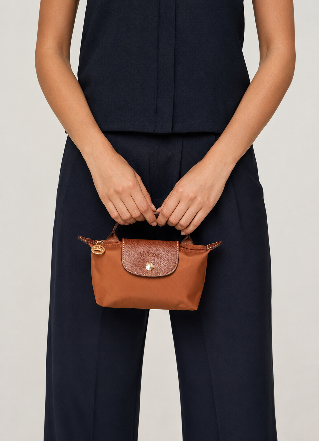 Longchamp Le Pliage XS Handbag Cognac Brown Lifestyle Styled