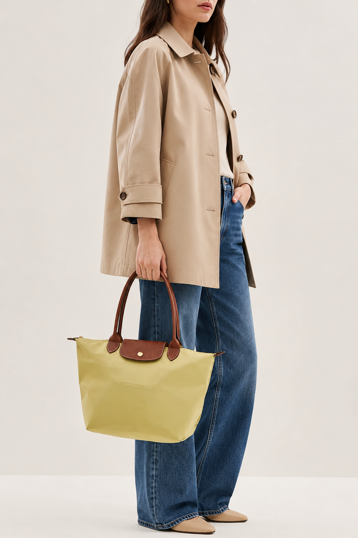 Longchamp Le Pliage Medium Tote Bag Pistachio Green Lifestyle Model