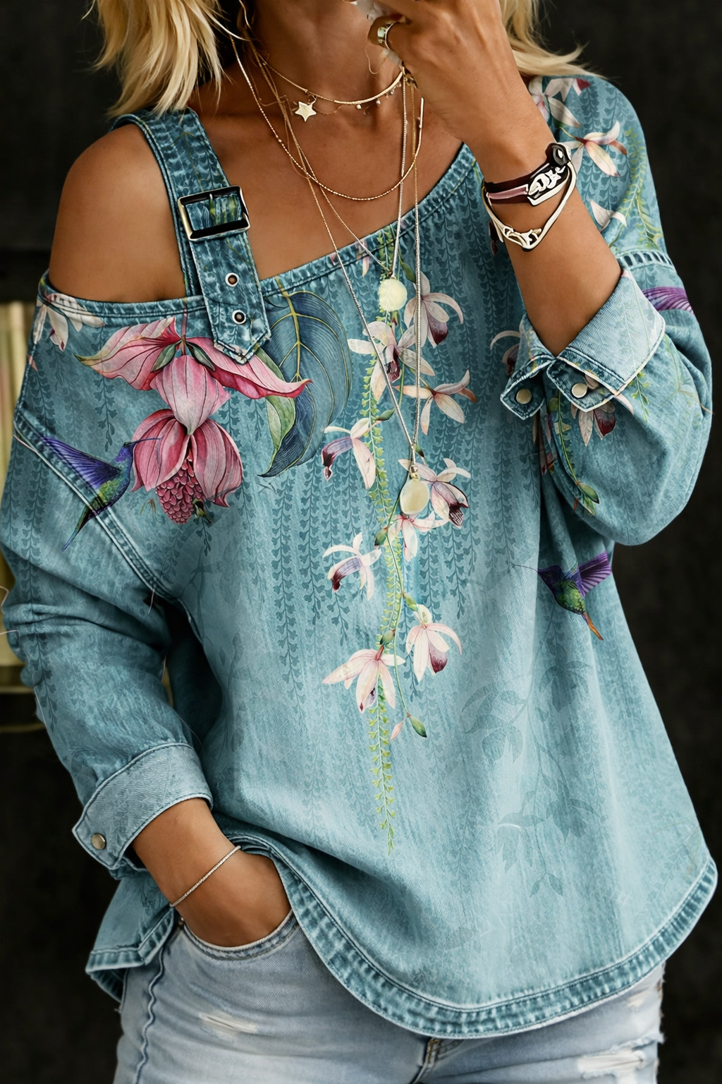 Danielle Denim Top — front view