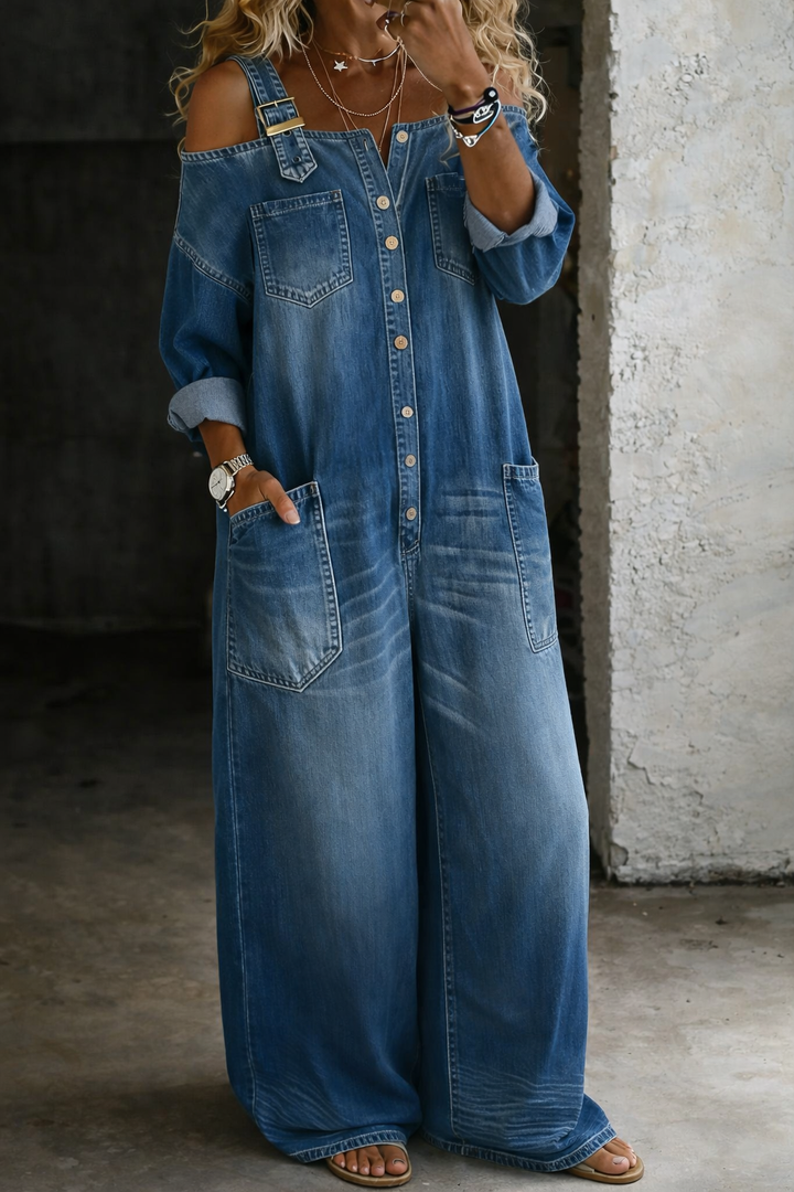 Sophia Denim Jumpsuit — detail view