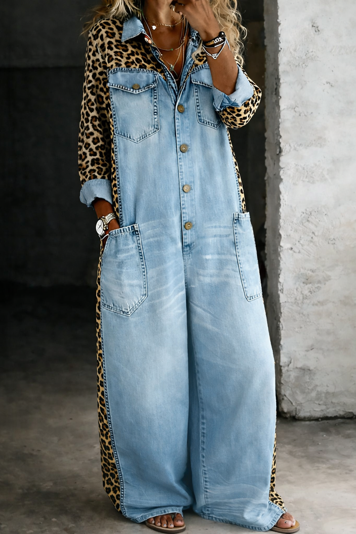 Amanda Denim Jumpsuit — front view